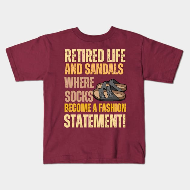 retired life Kids T-Shirt by hsayn.bara